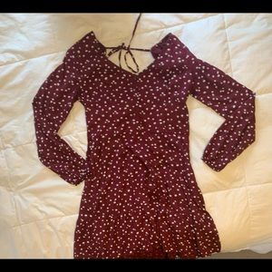 Hollister v-neck burgundy floral print dress